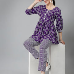 Women's Printed Rayon Cord set