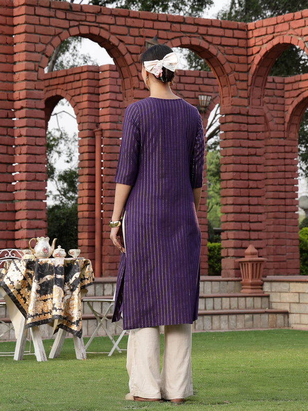 Stylum Women's Wine Solid & Embroidered Rayon Straight Chicken Kurta (WINEBLAST)