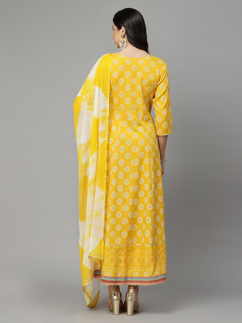 Yellow Anarkali Kurta with Dupatta