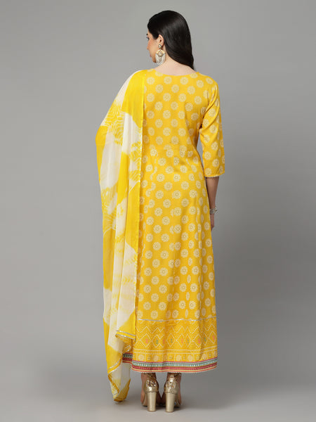 Yellow Anarkali Kurta with Dupatta