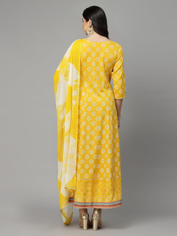 Yellow Anarkali Kurta with Dupatta