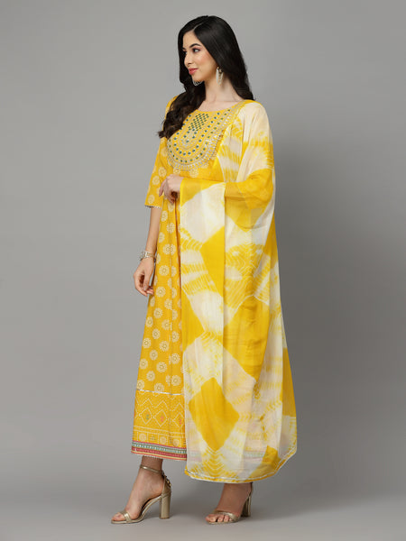 Yellow Anarkali Kurta with Dupatta