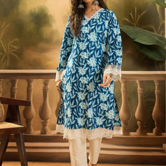Stylum Women's Blue Floral Printed Cotton Straight Kurta (BLUEGALI)