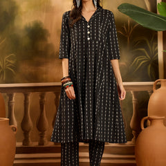 Stylum Women's Black Woven Design Cotton Co-Ord Set (CSBLACKMOON)