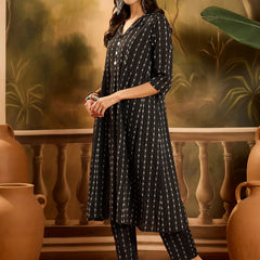 Stylum Women's Black Woven Design Cotton Co-Ord Set (CSBLACKMOON)
