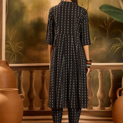 Stylum Women's Black Woven Design Cotton Co-Ord Set (CSBLACKMOON)