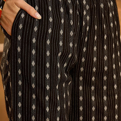 Stylum Women's Black Woven Design Cotton Co-Ord Set (CSBLACKMOON)