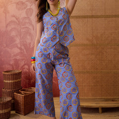Stylum Women's Blue Floral Printed Cotton Co-Ord Set (CSBLUESWIFT)