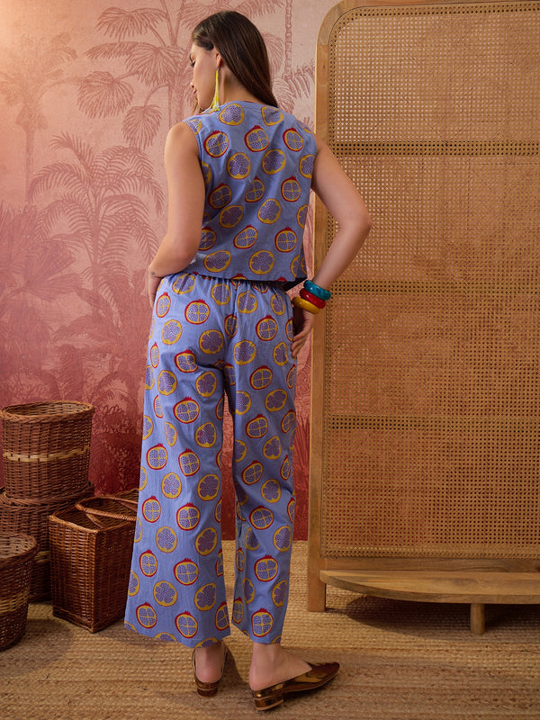 Stylum Women's Blue Floral Printed Cotton Co-Ord Set (CSBLUESWIFT)