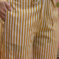 Stylum Women's Mustard Striped Printed Cotton High-Low Co-Ord Set (CSMUSTARDMOB)