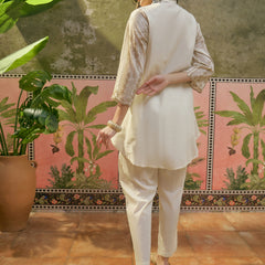 Stylum Women's Off White Solid & Embroidered Mulmul Cotton Co-Ord Set (ZZCSOFFWHITENESH)