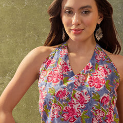 Stylum Women's Turquoise Floral Printed Cotton Co-Ord Set (CSTURQRAWAI)