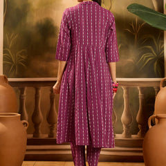 Stylum Women's Wine Woven Design Cotton Co-Ord Set (CSWINEMOON)