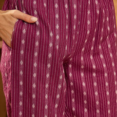Stylum Women's Wine Woven Design Cotton Co-Ord Set (CSWINEMOON)
