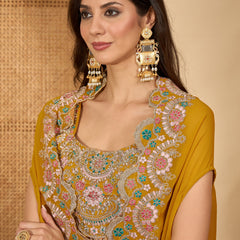 Stylum Women's Yellow Solid & Embroidered Georgette Co-Ord Set (CSYELLOWFLY)