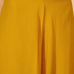 Stylum Women's Yellow Solid & Embroidered Georgette Co-Ord Set (CSYELLOWFLY)
