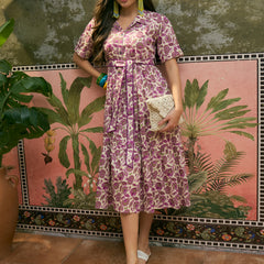 Stylum Women's Cream Floral Printed Cotton Flared Dress (DRSCREAMDATES)