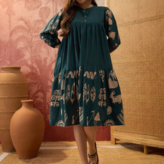 Stylum Women's Green Boho Printed Cotton Tiered Dress (DRSGREENMAAYURI)