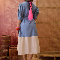Stylum Women's Sky Blue Solid & Embroidered Cotton Flex A-Line Dress (DRSSKYKOOL)