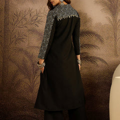 Stylum Women's Black Solid Crepe A-Line Kurta Pant Set (KPBLACKKOTA)