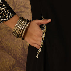 Stylum Women's Black Solid Crepe A-Line Kurta Pant Set (KPBLACKKOTA)