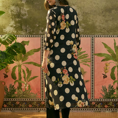 Stylum Women's Black Polka Printed Voile Straight Kurta Pant Set (KPBLACKTOFFEE)