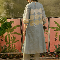 Stylum Women's Blue Polka Dots Printed Voile A-Line Kurta Pant Set (KPBLUEVOK)