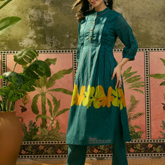 Stylum Women's Blue Solid Voile A-Line Kurta Pant Set (KPBLUEYODA)