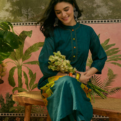 Stylum Women's Blue Solid Voile A-Line Kurta Pant Set (KPBLUEYODA)