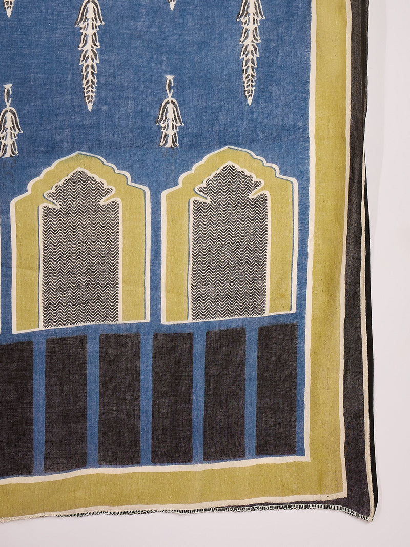 Stylum Women's Blue Striped Printed Cotton Straight Kurta Pant Dupatta Set (KPDBLUESAGO)