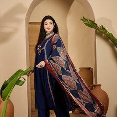 Stylum Women's Blue Solid Rayon A-Line Kurta Pant Dupatta Set (KPDBLUESIFAR)