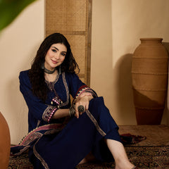 Stylum Women's Blue Solid Rayon A-Line Kurta Pant Dupatta Set (KPDBLUESIFAR)