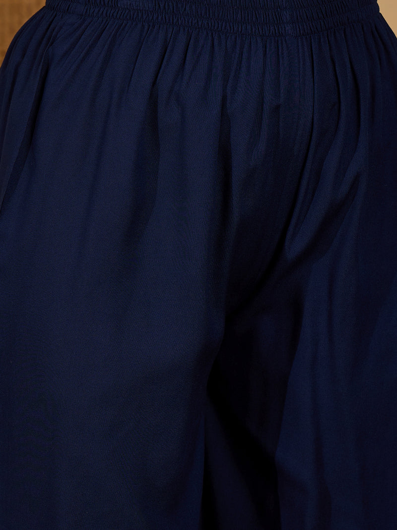 Stylum Women's Blue Solid Rayon A-Line Kurta Pant Dupatta Set (KPDBLUESIFAR)