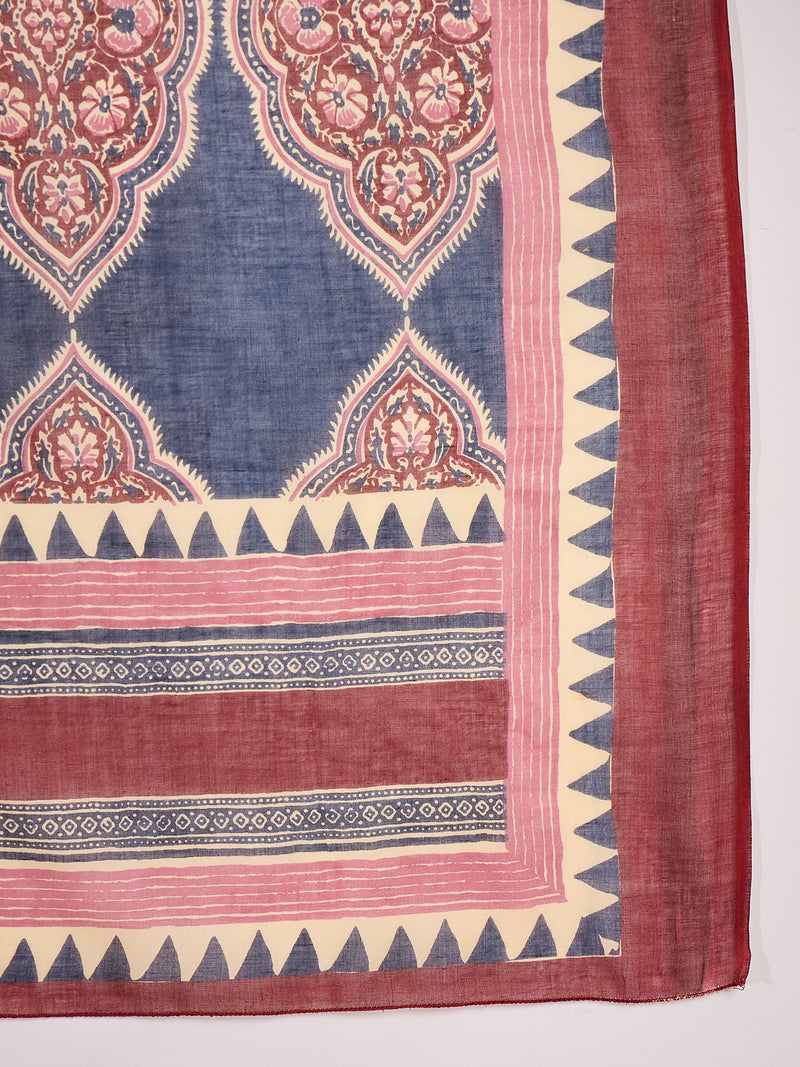 Stylum Women's Blue Solid Rayon A-Line Kurta Pant Dupatta Set (KPDBLUESIFAR)