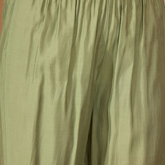 Stylum Women's Green Solid & Embroidered Silk Blend A-Line Kurta Pant Dupatta Set (KPDGREENFABLE)