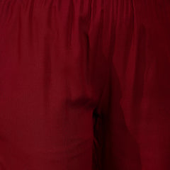 Stylum Women's Maroon Floral Printed Rayon Flared Kurta Pant Dupatta Set (KPDMAROONMOSKO)