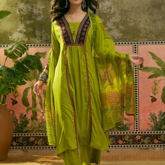 Stylum Women's Olive Solid Rayon A-Line Kurta Palazzo Dupatta Set (KPDOLIVEOMNI)