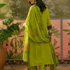 Stylum Women's Olive Solid Rayon A-Line Kurta Palazzo Dupatta Set (KPDOLIVEOMNI)
