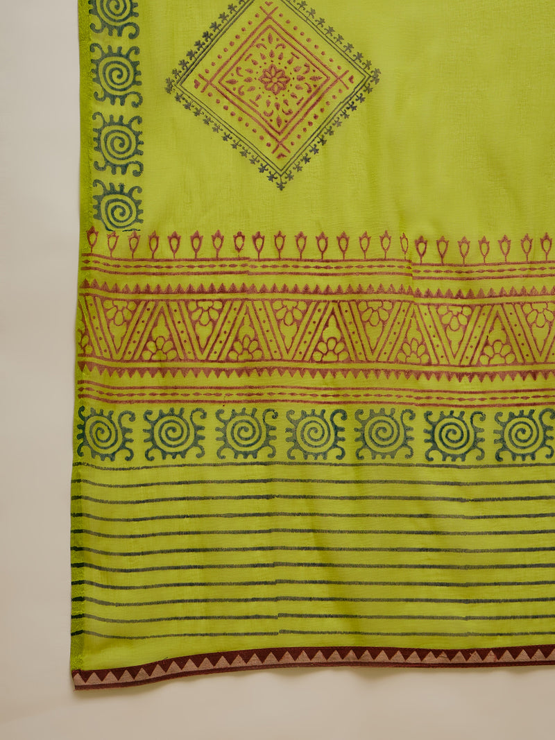 Stylum Women's Olive Solid Rayon A-Line Kurta Palazzo Dupatta Set (KPDOLIVEOMNI)