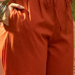 Stylum Women's Orange Solid Cotton Straight Kurta Pant Dupatta Set (KPDORANGERAWAL)