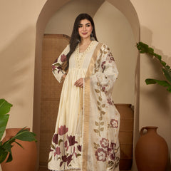 Stylum Women's Wine Floral Printed Rayon Flared Kurta Palazzo Dupatta Set (KPDWINEMINI)