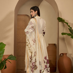 Stylum Women's Wine Floral Printed Rayon Flared Kurta Palazzo Dupatta Set (KPDWINEMINI)