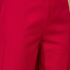 Stylum Women's Pink Solid & Embroidered Cotton Flex Straight Kurta Pant Set (KPPINKDABRU)
