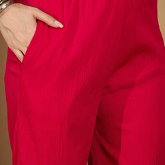 Stylum Women's Pink Solid Crepe A-Line Kurta Pant Set (KPPINKKOTA)