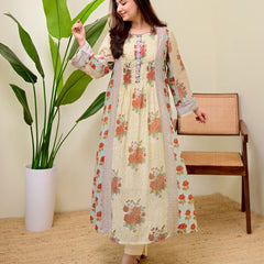 Stylum Women's Green Floral Printed Voile A-Line Kurta Pant Set (KPRUSTSIMPY)