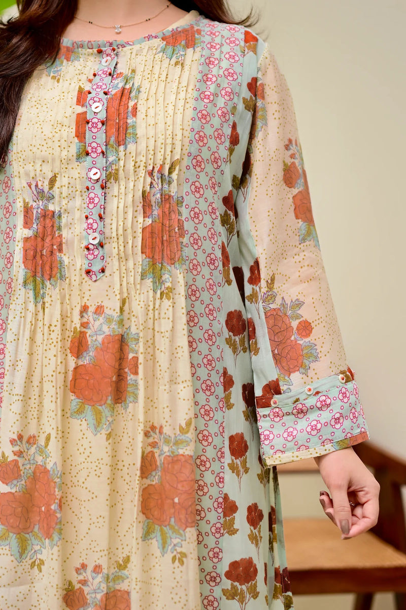 Stylum Women's Green Floral Printed Voile A-Line Kurta Pant Set (KPRUSTSIMPY)