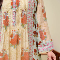 Stylum Women's Green Floral Printed Voile A-Line Kurta Pant Set (KPRUSTSIMPY)