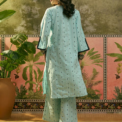 Stylum Women's Sky Blue Solid & Embroidered Cotton Straight Kurta Palazzo Set (KPSKYTHANI)
