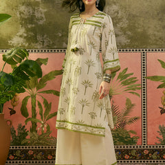 Stylum Women's White Tropical Printed Cotton Straight Kurta Palazzo Set (KPWHITEKIGER)