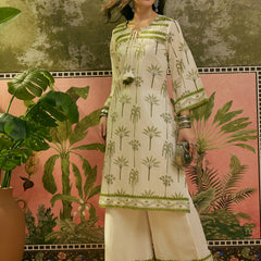 Stylum Women's White Tropical Printed Cotton Straight Kurta Palazzo Set (KPWHITEKIGER)